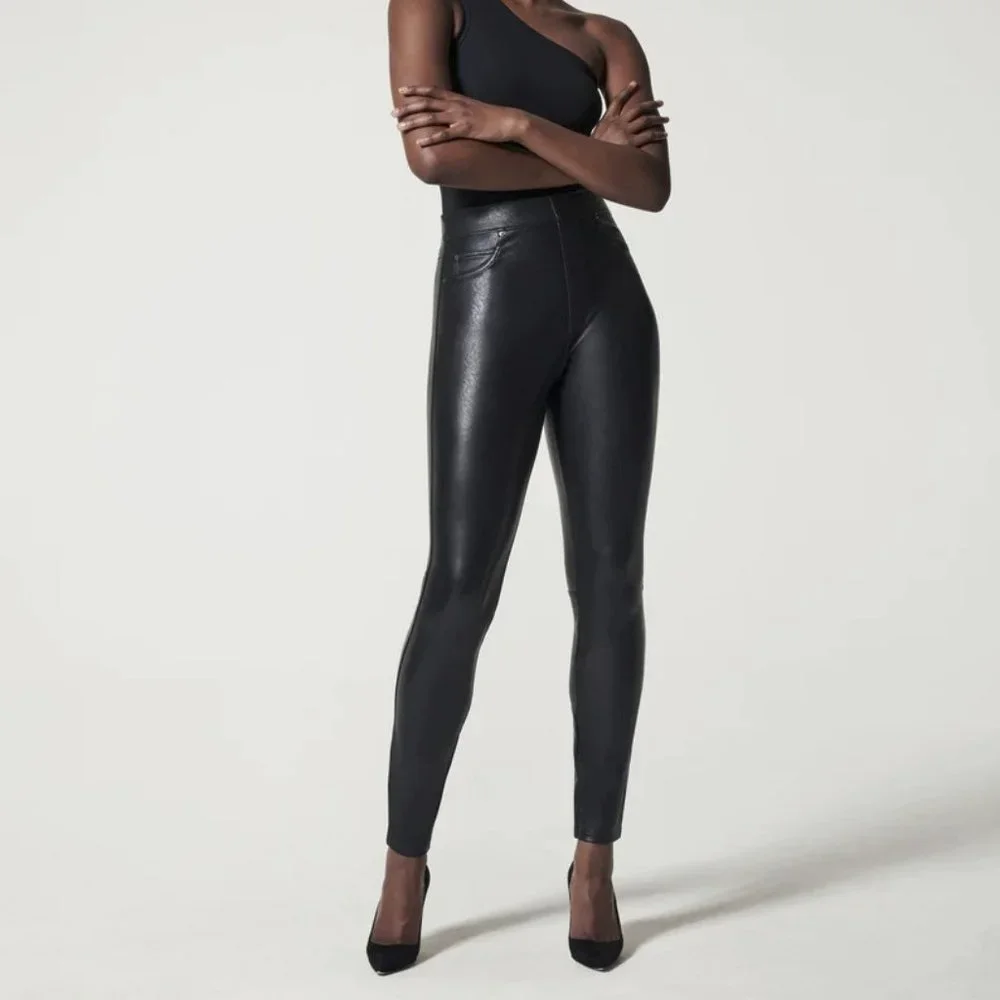 SPANX Leather-Like Ankle Skinny Pant, XS Petite - Picture 3 of 10